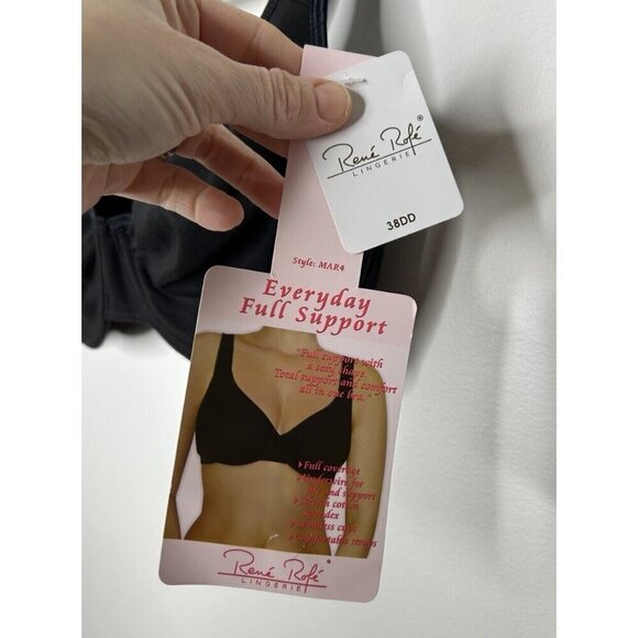 Rene Rofe Everyday Full Support Black Bra Size 38 DD New With Tags NWT - Picture 3 of 8